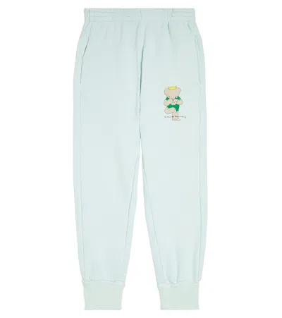 The Animals Observatory Kids' Panther Cotton Jersey Sweatpants In Blue
