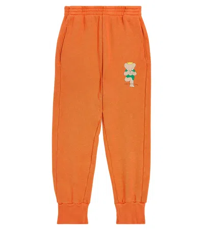 The Animals Observatory Kids' Panther Cotton Jersey Sweatpants In Brown