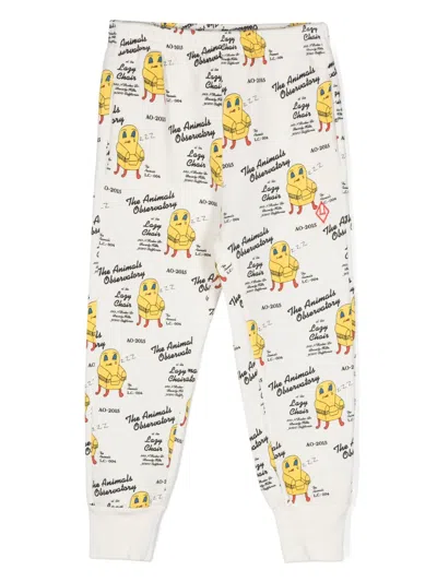 The Animals Observatory Kids' Panther Cotton Track Pants In White