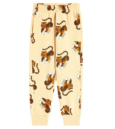 The Animals Observatory Kids' Panther Printed Cotton Sweatpants In Beige
