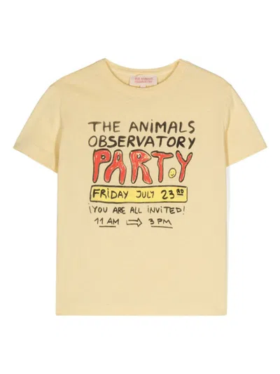 The Animals Observatory Kids' Party Rooster T-shirt In Yellow