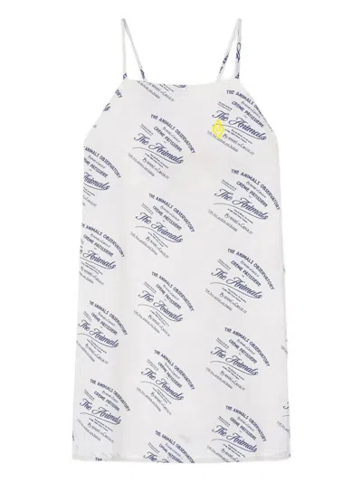 The Animals Observatory Kids' Patisserie Marten Spaghetti-strap Print Dress In White