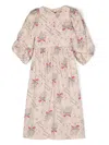 The Animals Observatory Peacock Eiffel-print Dress In Pink