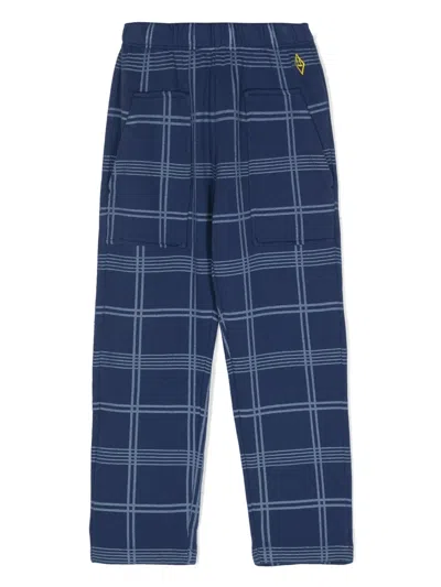 The Animals Observatory Plaid-check Straight Trousers In 蓝色