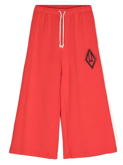 The Animals Observatory Kids' Platypus Cotton Track Pants In Red