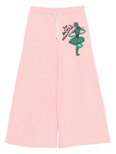 The Animals Observatory Kids' Platypus Drawstring-fastening Track Pants In Pink