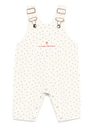 The Animals Observatory Babies' Polka-dot Dungarees In White