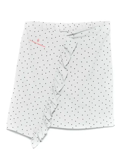 The Animals Observatory Kids' Polka-dot Ruffled Skirt In White