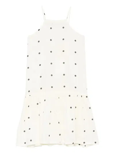 The Animals Observatory Kids' Polka-dot Sleeveless Dress In White