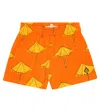 The Animals Observatory Poodle Printed Cotton Shorts In Orange Umbrella