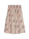 The Animals Observatory Poppy Woven Ladybug Midi Skirt In Pink