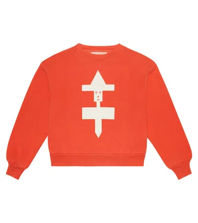 The Animals Observatory Kids' Printed Cotton Sweatshirt In Red Form