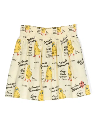 The Animals Observatory Kids' Printed Flared Mini Skirt In Yellow