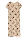 The Animals Observatory Printed Midi T-shirt Dress In Neutrals