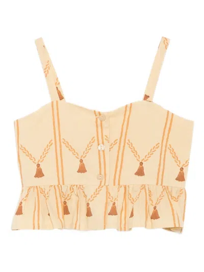 The Animals Observatory Kids' Printed Sleeveless Blouse In Neutral