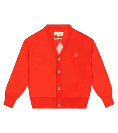 The Animals Observatory Kids' Cardigan Aus Baumwolle In Red Logo