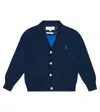 The Animals Observatory Cotton Knit Cardigan In Navy Logo