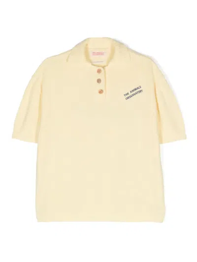 The Animals Observatory Kids' Raven Bouclé Polo Jumper In Yellow