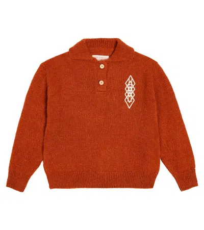 The Animals Observatory Kids' Raven Embroidered Sweater In Orange
