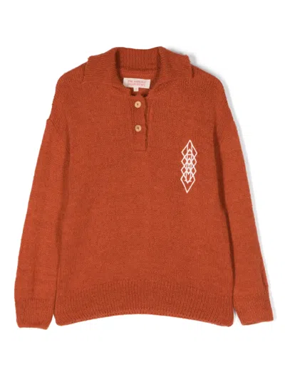 The Animals Observatory Kids' Raven Logo-embroidered Jumper In Orange