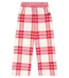 The Animals Observatory Robin Checked Cotton Pants In Red Logo