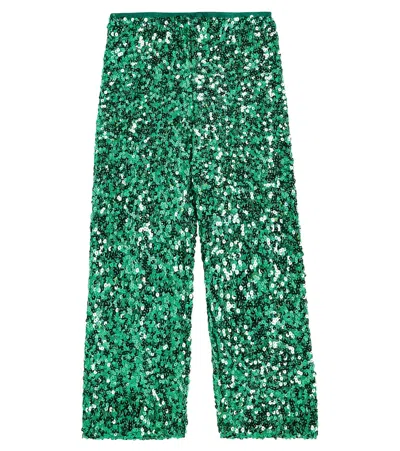 The Animals Observatory Kids' Robin Sequined Pants In Green