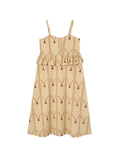 The Animals Observatory Kids' Roe Tassel-print Dress In Brown