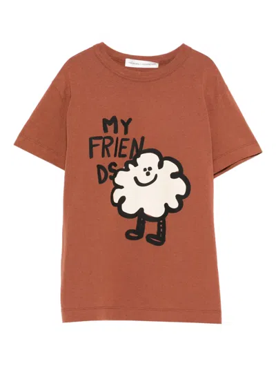 The Animals Observatory Kids' Rooster Graphic-print T-shirt In Brown