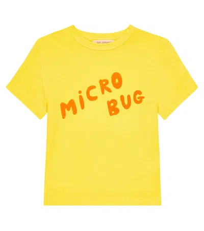 The Animals Observatory Kids' Rooster Printed Cotton T-shirt In Yellow