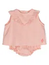 The Animals Observatory Ruffle-trim Striped Dress Set In Pink