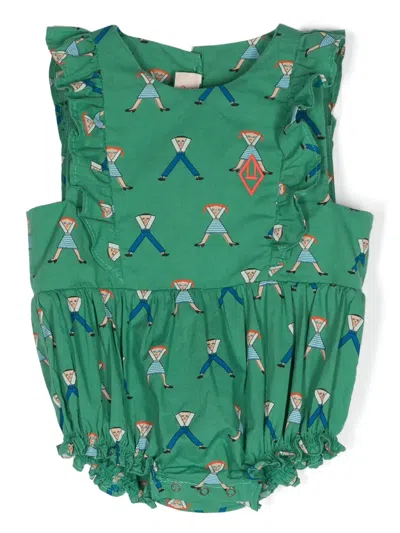 The Animals Observatory Babies' Ruffled Printed Body In Green