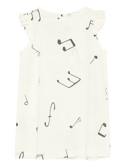 The Animals Observatory Kids' Ruffle-sleeves Musical-note Dress In Red