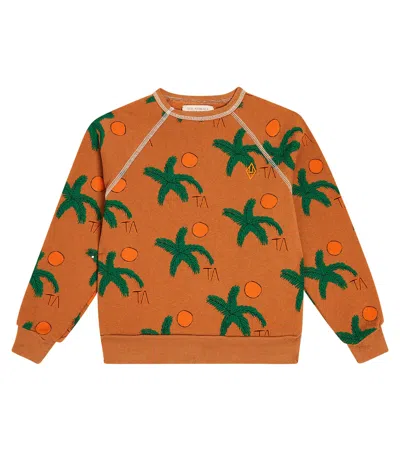 The Animals Observatory Kids' Shark Printed Cotton Sweatshirt In Brown
