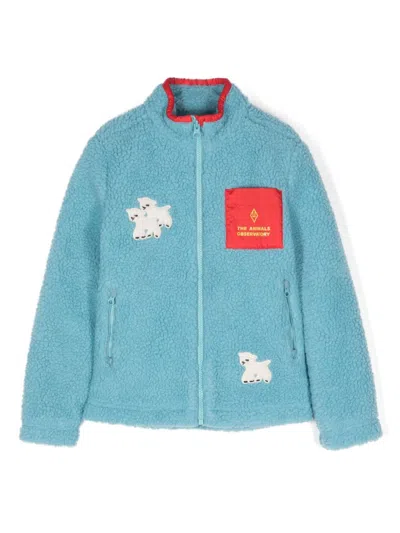 The Animals Observatory Kids' Shrew Fleece Zip-up Jacket In Blue