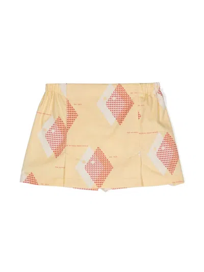 The Animals Observatory Kids' Shrimp Geometric-print Skorts In Yellow