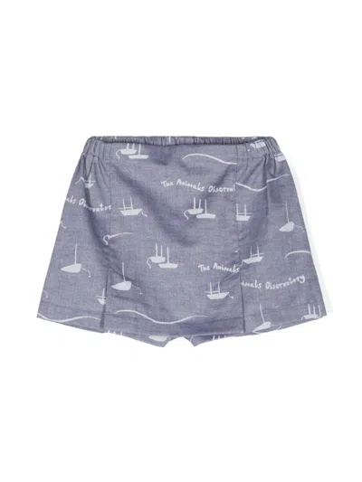 The Animals Observatory Kids' Shrimp Printed Skort In Gray