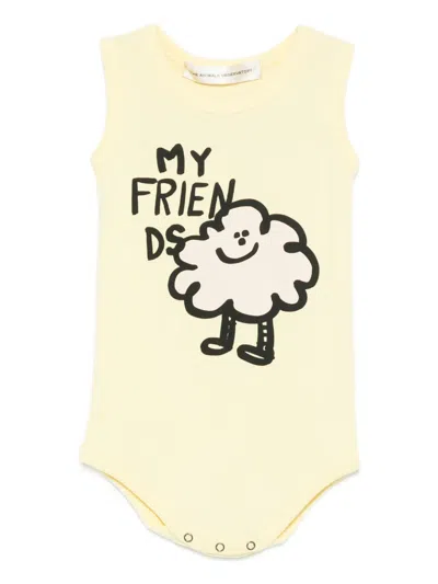 The Animals Observatory Babies' Sleeveless Graphic Bodysuit In Yellow