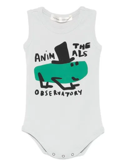 The Animals Observatory Babies' Sleeveless Graphic-print Bodie In Gray