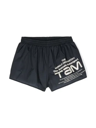 The Animals Observatory Kids' Spider Logo-print Shorts In Blue