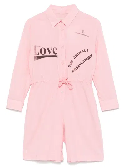 The Animals Observatory Kids' Squirrel Jumpsuit In Pink