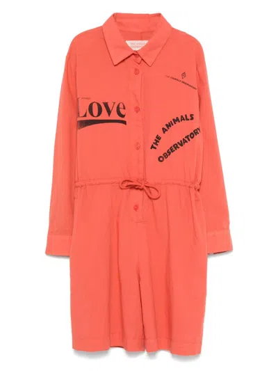 The Animals Observatory Kids' Squirrel Jumpsuit In Red