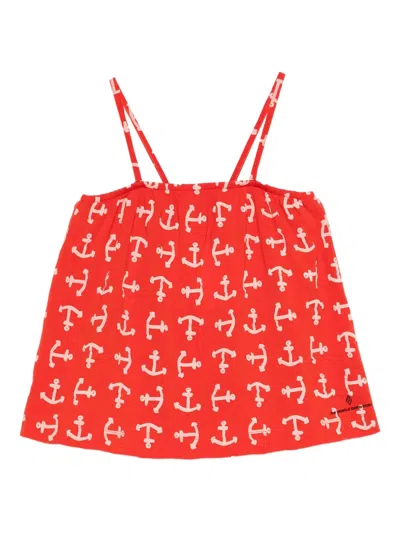 The Animals Observatory Kids' Stork Anchor-print Top In Green