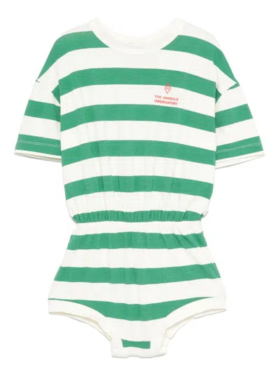The Animals Observatory Kids' Striped Jumpsuit In White