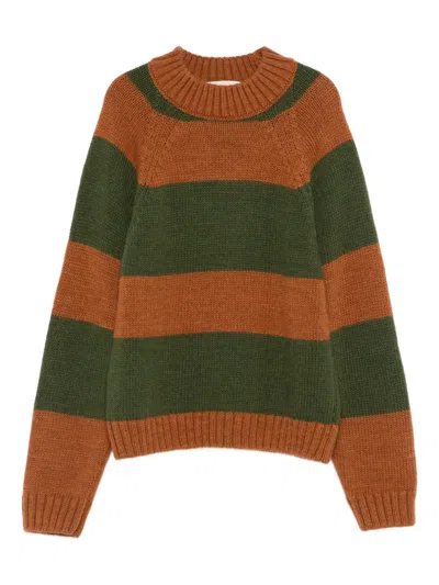 The Animals Observatory Gestreifter Pullover Mit Logo In Brown