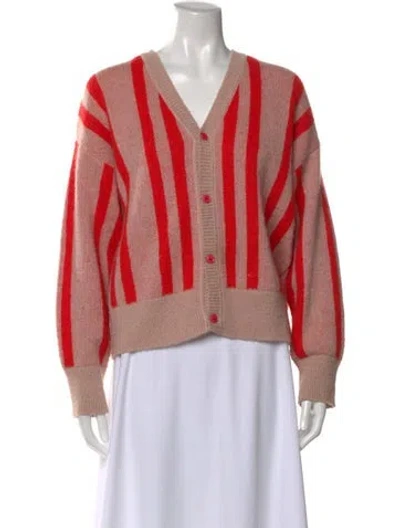 Pre-owned The Animals Observatory Striped V-neck Sweater In Red