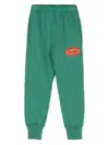 The Animals Observatory Text-print Cotton Track Pants In Green