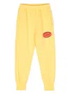 The Animals Observatory Text-print Cotton Track Pants In Yellow