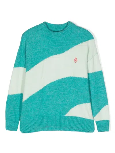 The Animals Observatory Kids' The Bull Logo-embroidered Jumper In Blue