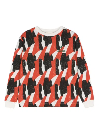 The Animals Observatory Kids' The Geometrics Dog Cotton T-shirt In White