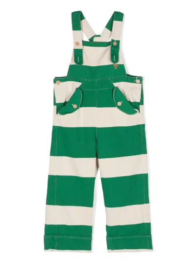 The Animals Observatory Kids' The Mule Stripe-pattern Jumpsuit In White